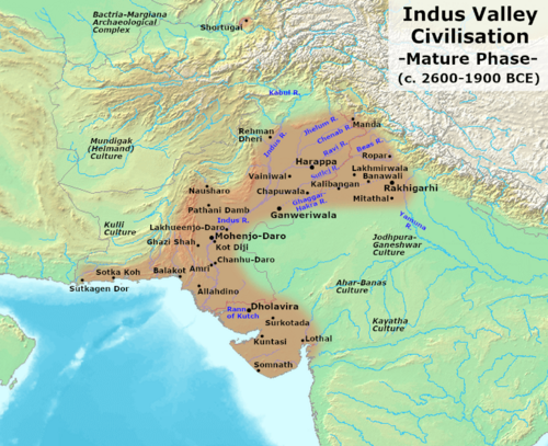 Máxima extensión de la civilización del valle del río Indo.