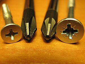 Archivo:PHILLIPS and POZIDRIV screwdrivers and screw