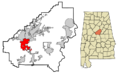 Shelby County Alabama Incorporated and Unincorporated areas Alabaster Highlighted