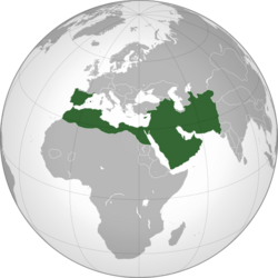 Umayyad Caliphate 720 AD (orthographic projection).svg