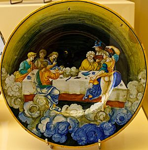 Archivo:WLANL - MicheleLovesArt - Museum Boijmans Van Beuningen - Istoriato schotel, de maaltijd der Goden op de Olympus