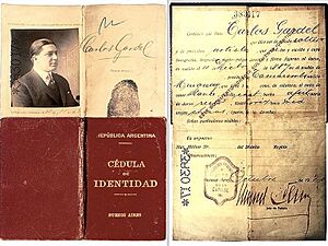 Archivo:1ra. Cédula de Identidad argentina de Carlos Gardel