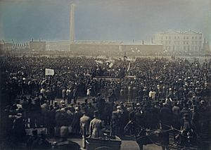 Archivo:Chartist meeting on Kennington Common by William Edward Kilburn 1848 - restoration1