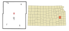 Coffey County Kansas Incorporated and Unincorporated areas New Strawn Highlighted.svg