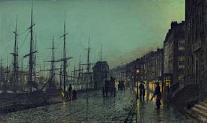 Archivo:John Atkinson Grimshaw - Shipping on the Clyde (1881)