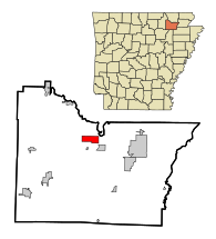 Lawrence County Arkansas Incorporated and Unincorporated areas Black Rock Highlighted.svg