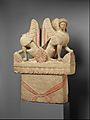 Limestone funerary stele (shaft) surmounted by two sphinxes Greece 530 BCE