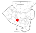 Map of Mount Lebanon Township, Allegheny County, Pennsylvania Highlighted