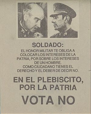 Archivo:Soldado chileno, en el Plebiscito, por la Patria vota No.