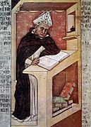 Tommaso da modena, ritratti di domenicani (vescovo) 1352 150cm, treviso, ex convento di san niccolò, sala del capitolo