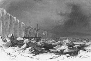 Archivo:USS Peacock in ice, 1840