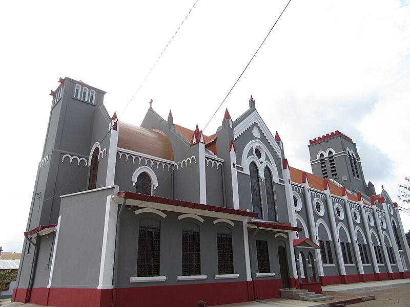 Une vue complète de la Basilique de l'Immaculée Conception de Ouidah au Bénin