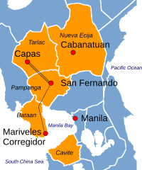 Archivo:Bataan Death March route vector