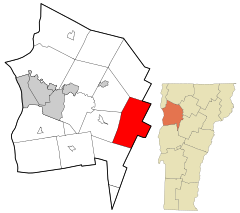 Chittenden County Vermont incorporated and unincorporated areas Bolton highlighted.svg