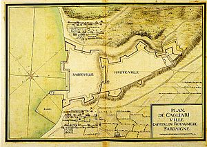Archivo:French ancient map of the circuit wall of the Acropolis, the city high, and the lower city, the Marina.