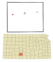 Kiowa County Kansas Incorporated and Unincorporated areas Mullinville Highlighted.svg