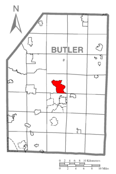 Map of Shanor-Northvue, Butler County, Pennsylvania Highlighted.png