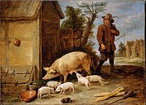Teniers, David the younger - A Sow and her Litter - Google Art Project