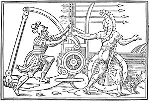 Archivo:Ancient Roman catapult - Discours de la religion des anciens Romains (1581) (14763485952) (enhanced)