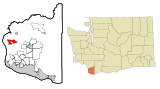 Clark County Washington Incorporated and Unincorporated areas Ridgefield Highlighted.svg