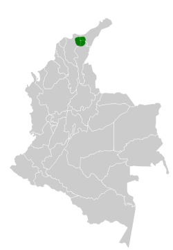 Distribución geográfica del tororoí de Santa Marta.