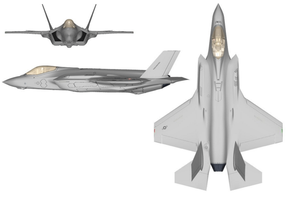 Archivo:Lockheed Martin F-35A Lightning II 3-view drawing