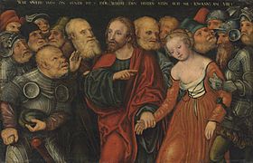 Lucas Cranach d.J. - Christus und die Ehebrecherin