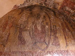 Archivo:Maiestas Mariae - Pintura mural de la ermita San Esteban de Viguera
