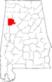 Map of Alabama highlighting Fayette County