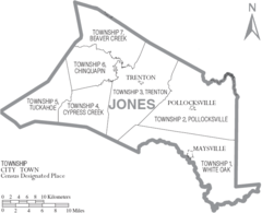 Archivo:Map of Jones County North Carolina With Municipal and Township Labels