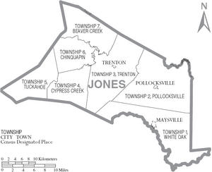Archivo:Map of Jones County North Carolina With Municipal and Township Labels