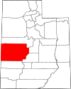 Mapa de Utah con la ubicación del condado de Millard