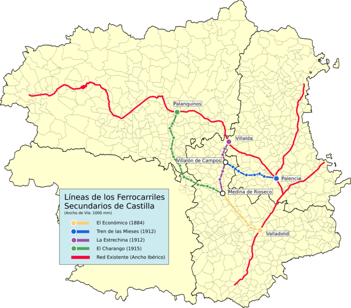 Mapa Ferrocarriles Secundarios de Castilla