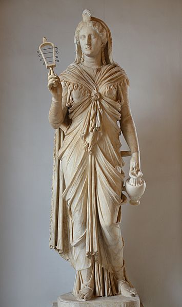 Marble statue of Isis, the goddess holds a situla and sistrum, ritual implements used in her worship, from 117 until 138 AD, found at Hadrian's Villa (Pantanello), Palazzo Nuovo, Capitoline Museums (12945630725)