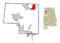 Marion County Alabama Incorporated and Unincorporated areas Bear Creek Highlighted