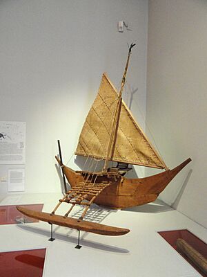 Archivo:Model of outrigger boat, Marshall Islands, 1891 - Staatlichen Museums für Völkerkunde München - DSC08309