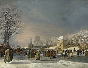 Archivo:Schaatswedstrijd voor vrouwen op de Stadsgracht in Leeuwarden - 21 januari 1809 - Nicolaas Baur - 1809 - SK-A-5020 - Rijksmuseum