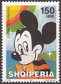 Archivo:Stamp of Albania - 1999 - Colnect 186271 - Mickey Mouse wearing bow tie