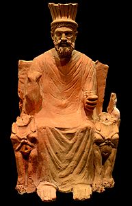 Terracotta statue of Baal-Hammon on a throne AvL