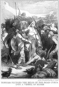 Archivo:Tomyris Plunges the Head of the Dead Cyrus Into a Vessel of Blood by Alexander Zick