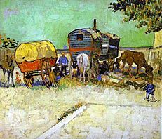 Archivo:Vincent van Gogh- The Caravans - Gypsy Camp near Arles