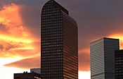 Archivo:Wells Fargo Center, Denver, at Sunset