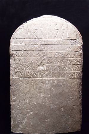 Archivo:Estela funeraria ibérica, (siglo I a. C.), Sinarcas, Museo de Prehistoria de Valencia 01