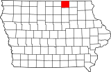 Map of Iowa highlighting Mitchell County.svg