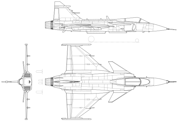 Archivo:Saab JAS 39 Gripen 3-view