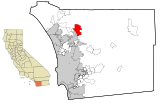 San Diego County California Incorporated and Unincorporated areas Valley Center Highlighted.svg