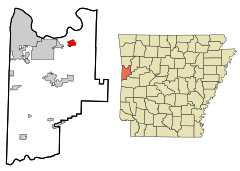 Sebastian County Arkansas Incorporated and Unincorporated areas Lavaca Highlighted.svg