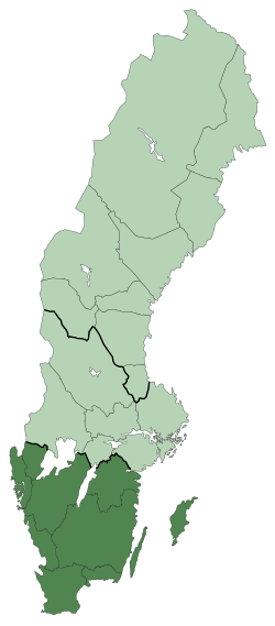 Localización de Götaland en Suecia
