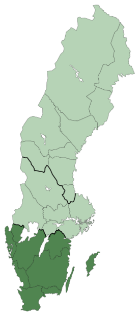 Localización de Götaland en Suecia