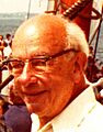 Willard Van Orman Quine on Bluenose II in Halifax NS harbor 1980